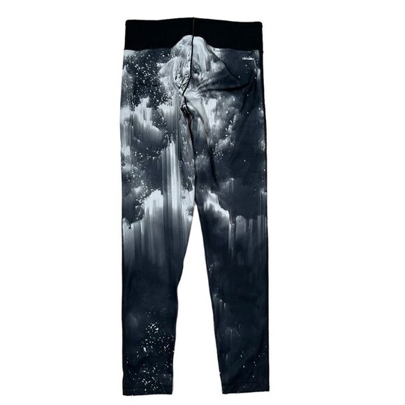 Adidas Climalite Black & White & Grey Tie Dye Mid Rise Activewear Legging - Picture 4 of 10